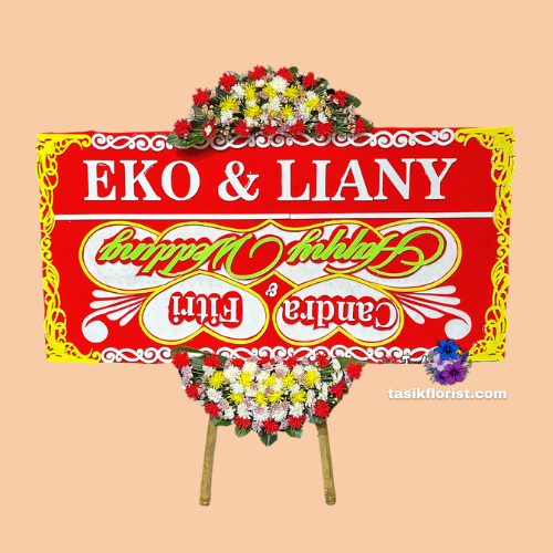 Karangan Bunga Papan Happy Wedding