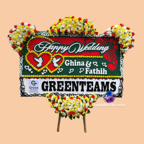 Karangan Bunga Papan Happy Wedding