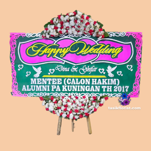 Karangan Bunga Papan Happy Wedding