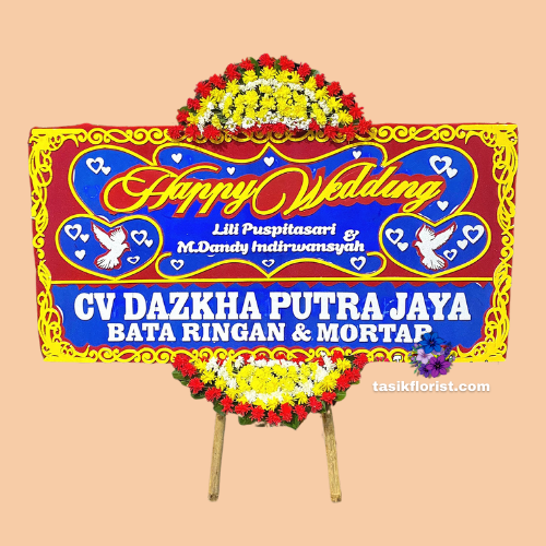 Karangan Bunga Papan Happy Wedding