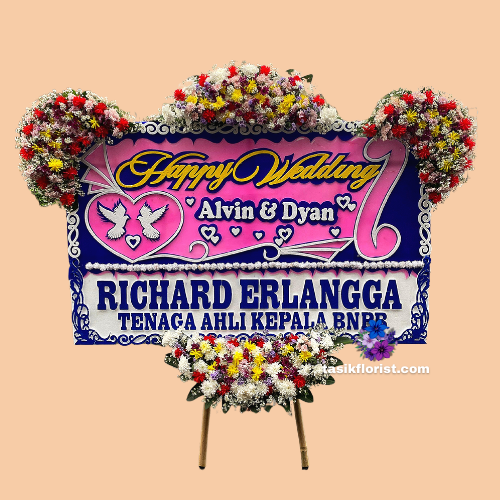 Karangan Bunga Papan Happy Wedding