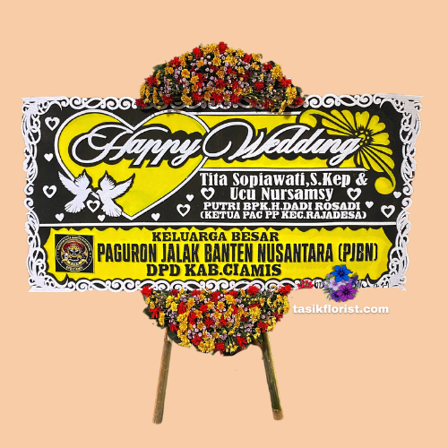 Karangan Bunga Papan Happy Wedding