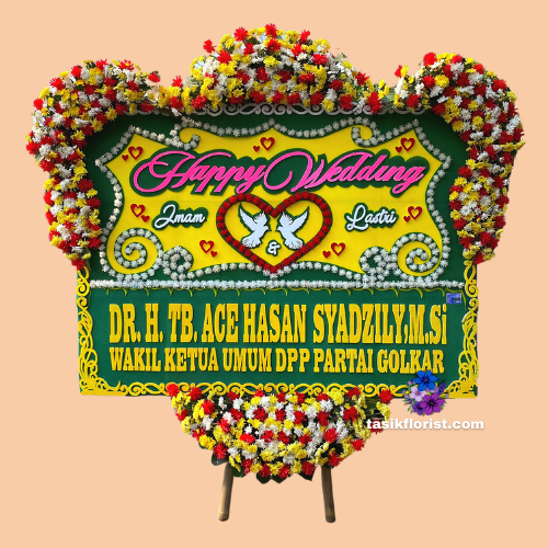 Karangan Bunga Papan Happy Wedding