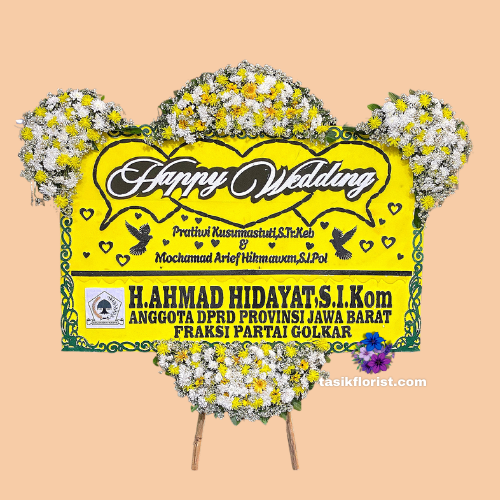 Karangan Bunga Papan Happy Wedding