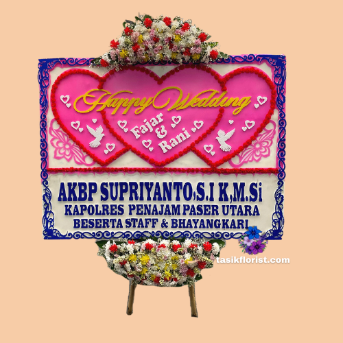 Karangan  Bunga Papan Happy Wedding