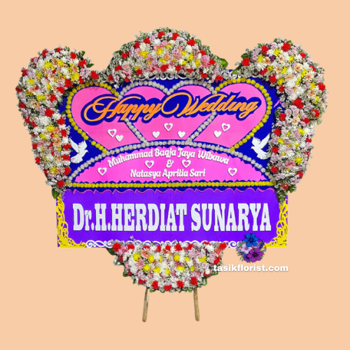 Karangan Bunga Papan Happy Wedding