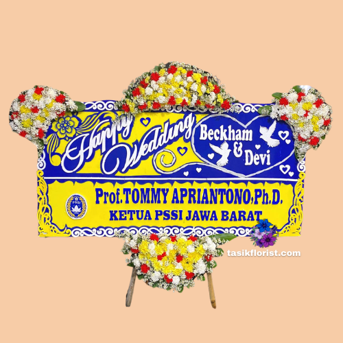 Karangan Bunga Papan Happy Wedding
