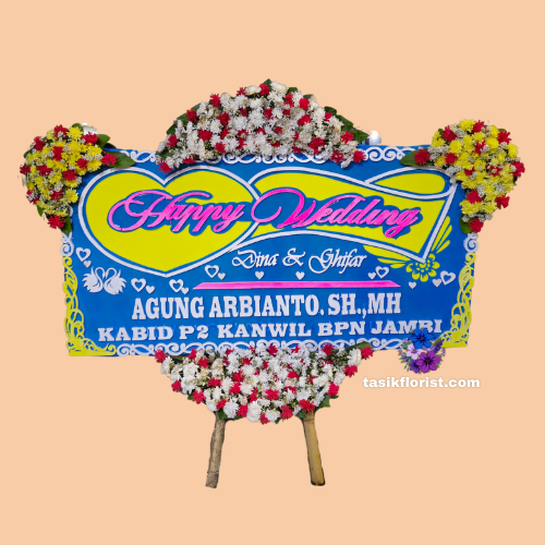Karangan Bunga Papan Happy Wedding