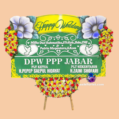 Karangan Bunga Papan Happy Wedding