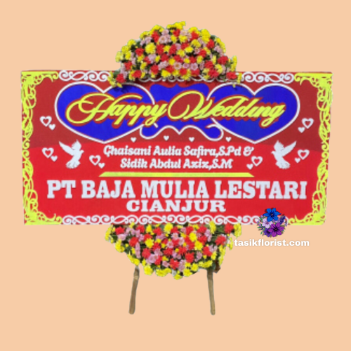 Karangan Bunga Papan Happy Wedding
