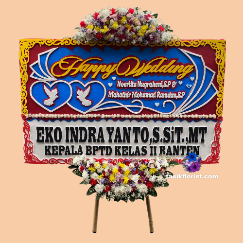 Karangan Bunga Papan Happy Wedding
