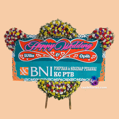 Karangan Bunga Papan Happy Wedding