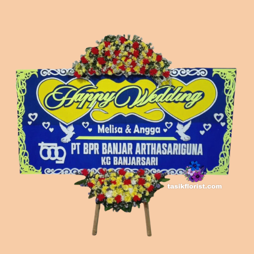Karangan Bunga Papan Happy Wedding