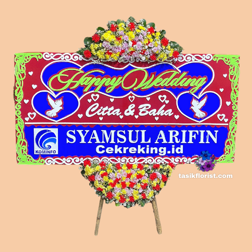 Karangan Bunga Papan Happy Wedding