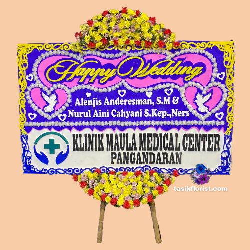 Karangan Bunga Papan Happy Wedding