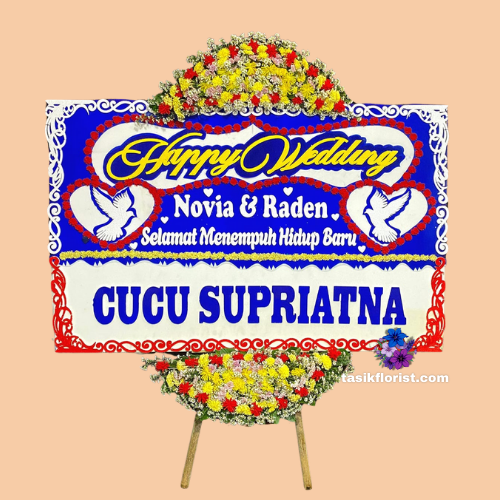 Karangan Bunga Papan Happy Wedding