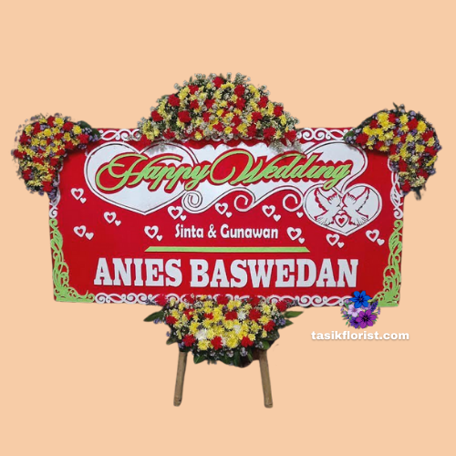 Karangan Bunga Papan Happy Wedding