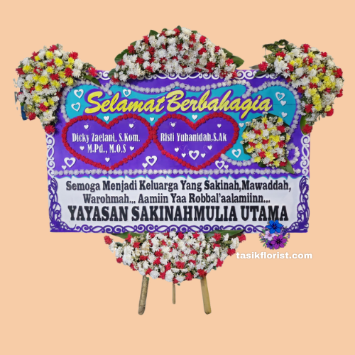 Karangan Bunga Papan Happy Wedding
