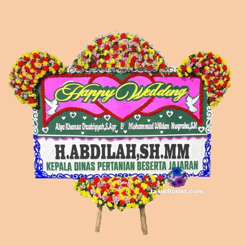 Karangan Bunga Papan Happy Wedding