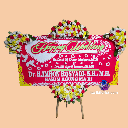 Karangan Bunga Papan Happy Wedding