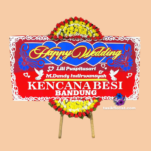 Karangan Bunga Papan Happy Wedding