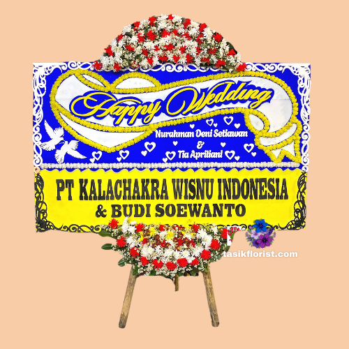 Karangan Bunga Papan Happy Wedding