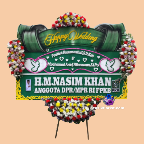 Karangan Bunga Papan Happy Wedding