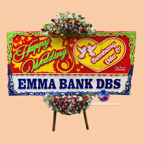 Karangan Bunga Papan Happy Wedding