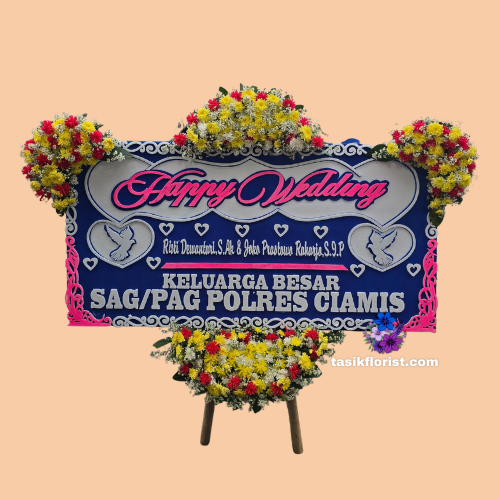 Karangan Bunga Papan Happy Wedding