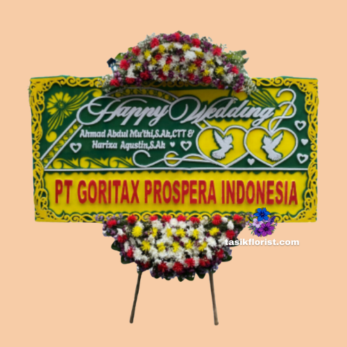 Karangan Bunga Papan Happy Wedding