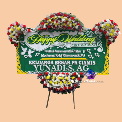 Karangan Bunga Papan Happy Wedding
