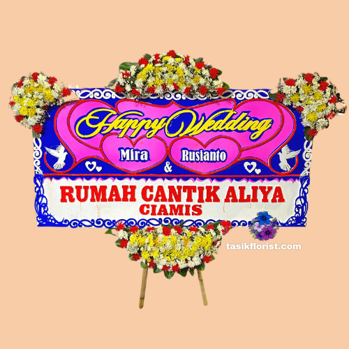 Karangan Bunga Papan Happy Wedding