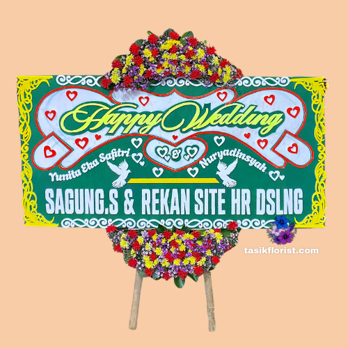Karangan Bunga Papan Happy Wedding