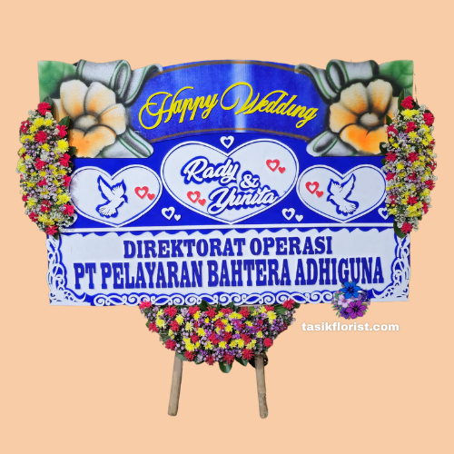 Karangan Bunga Papan Happy Wedding