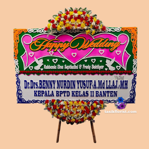 Karangan Bunga Papan Happy Wedding