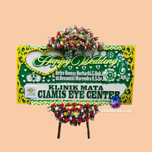 Karangan Bunga Papan Happy Wedding