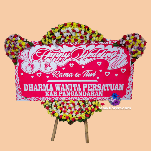 Karangan Bunga Papan Happy Wedding
