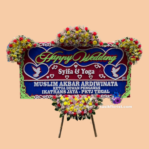 Karangan Bunga Papan Happy Wedding