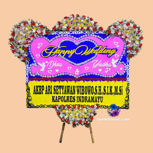 Karangan Bunga Papan Happy Wedding