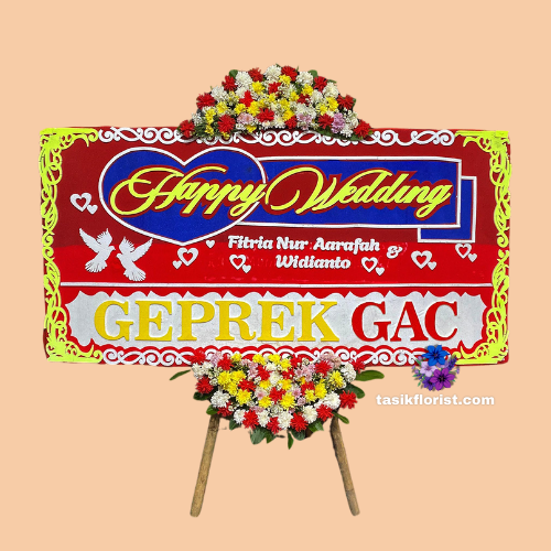 Karangan Bunga Papan Happy Wedding