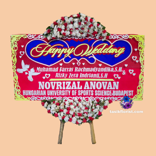 Karangan Bunga Papan Happy Wedding