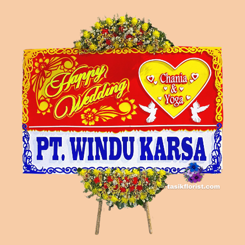 Karangan Bunga Papan Happy Wedding
