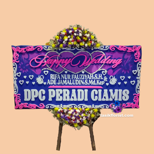 Karangan Bunga Papan Happy Wedding