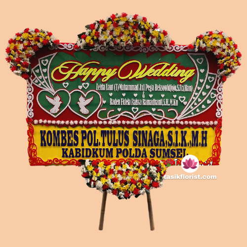Karangan Bunga Papan Happy Wedding