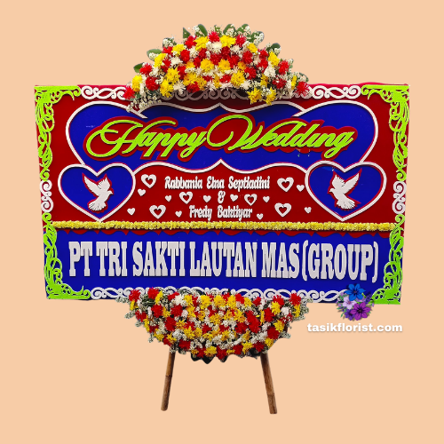 Karangan Bunga Papan Happy Wedding
