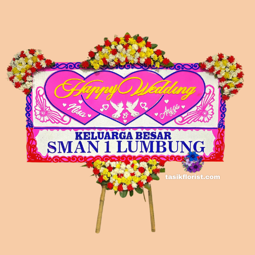Karangan Bunga Papan Happy Wedding