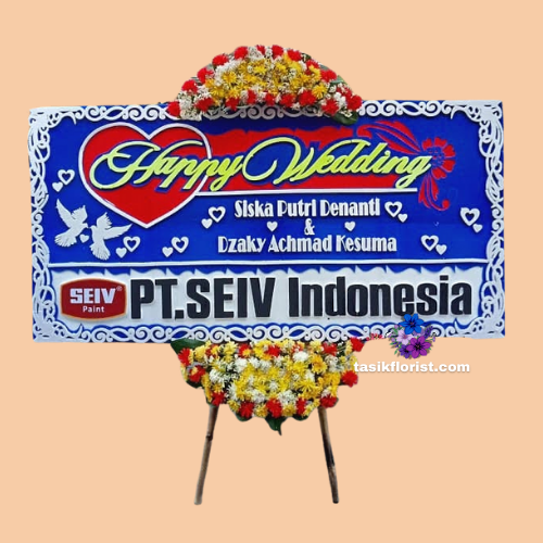 Karangan Bunga Papan Happy Wedding