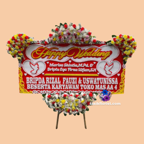 Karangan Bunga Papan Happy Wedding