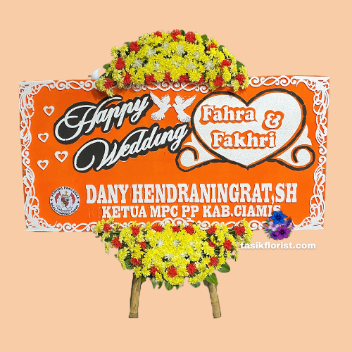 Karangan Bunga Papan Happy Wedding