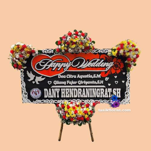 Karangan Bunga Papan Happy Wedding